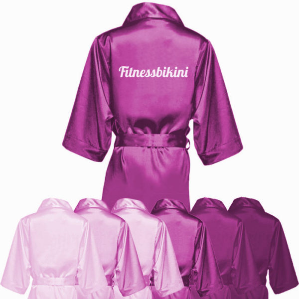 Атласный халат «Fitnessbikini» для фитнес-бикини (фиолетовый)